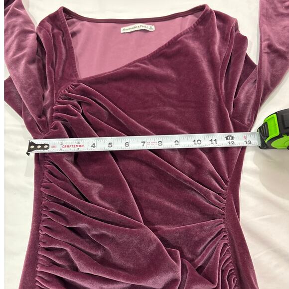 Abercrombie & Fitch Women Medium Velvet Stretch Mini Dress Ruched Holiday Formal - Picture 8 of 9
